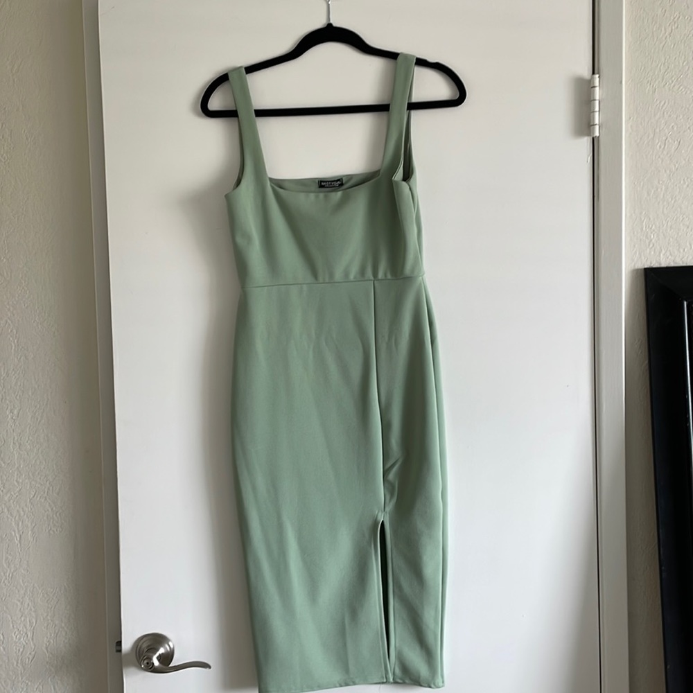Nasty Gale body con dress. Sage. Size: 6